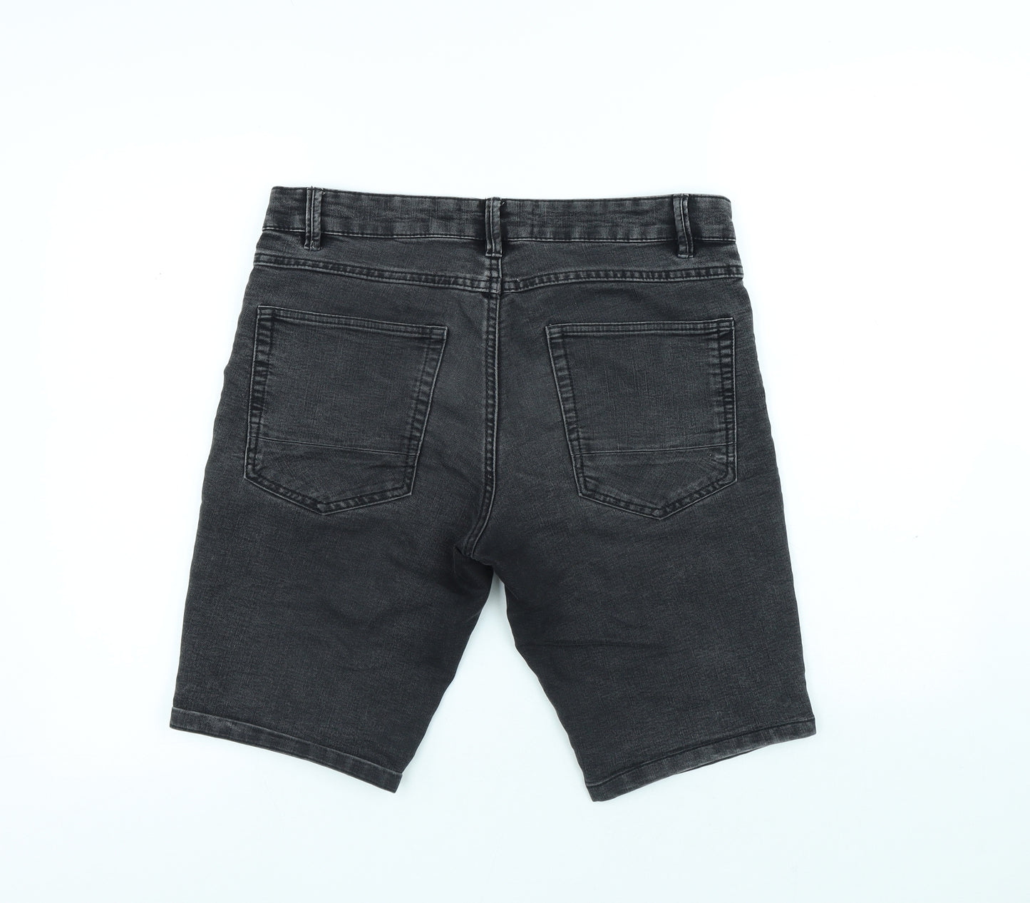 NEXT Mens Black Cotton Bermuda Shorts Size 32 in L10 in Regular Button