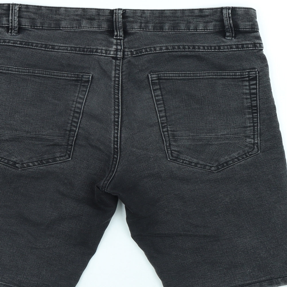 NEXT Mens Black Cotton Bermuda Shorts Size 32 in L10 in Regular Button