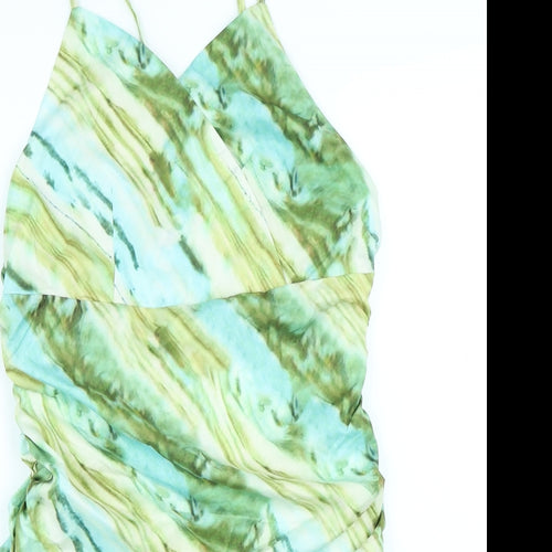 SheIn Womens Multicoloured Geometric Polyester A-Line Size L V-Neck Zip