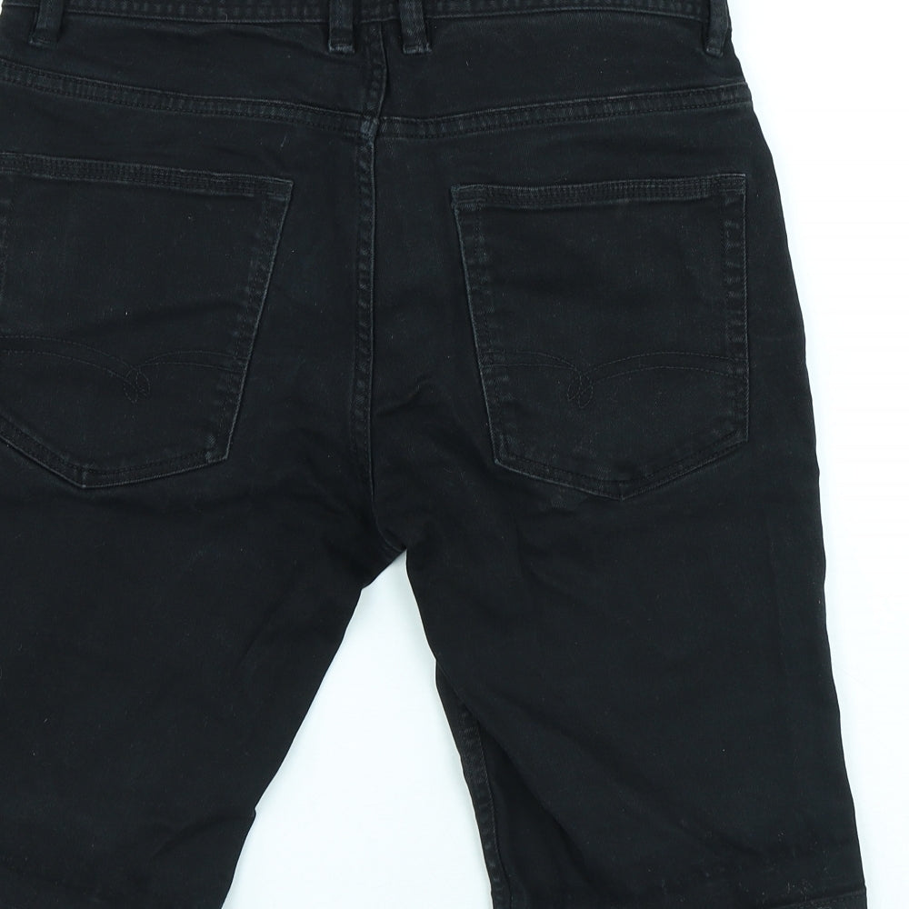NEXT Mens Black Cotton Bermuda Shorts Size 32 in L10 in Regular Button