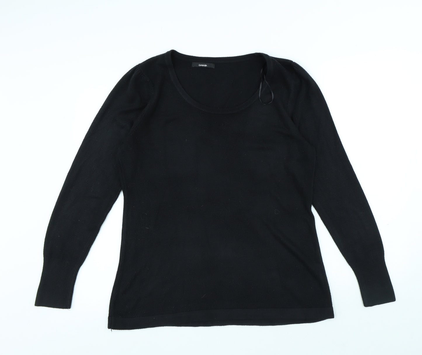 George Womens Black Round Neck Acrylic Pullover Jumper Size 16
