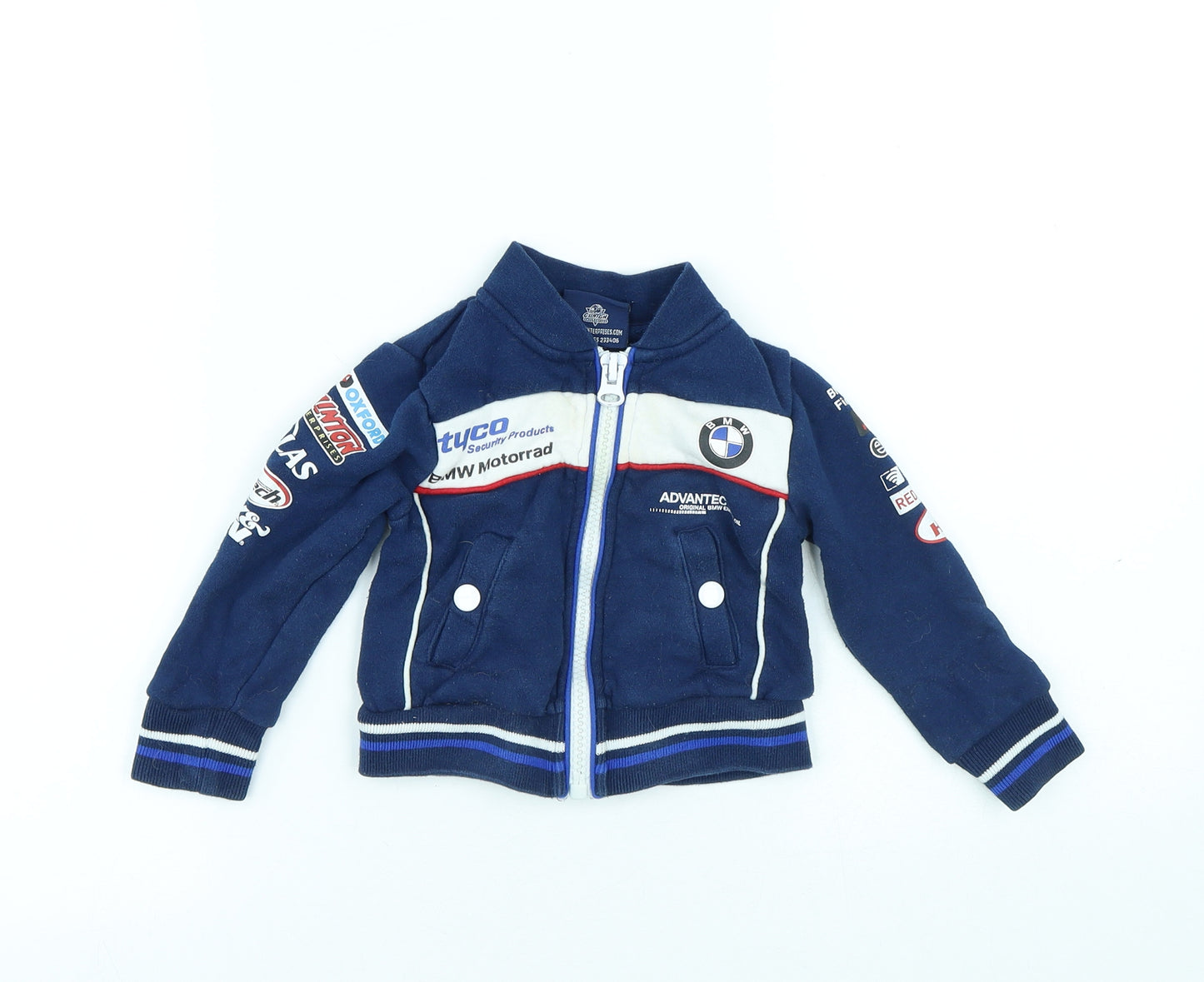 Clinton Boys Blue Colourblock Jacket Size 6-9 Months Zip - BMW