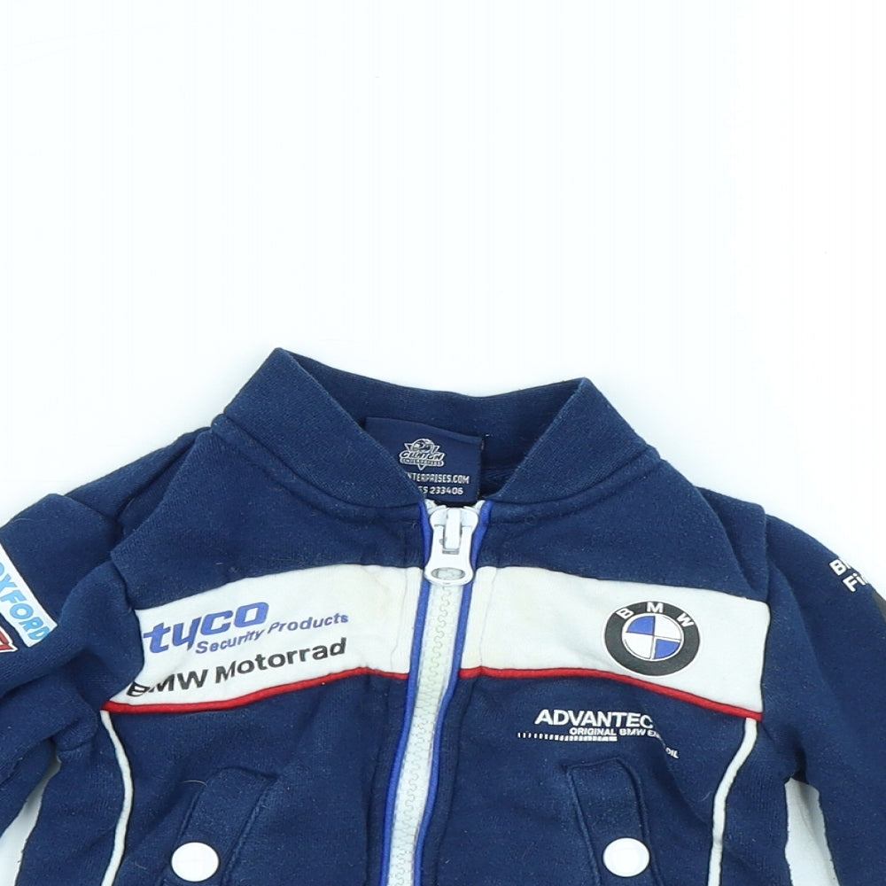Clinton Boys Blue Colourblock Jacket Size 6-9 Months Zip - BMW