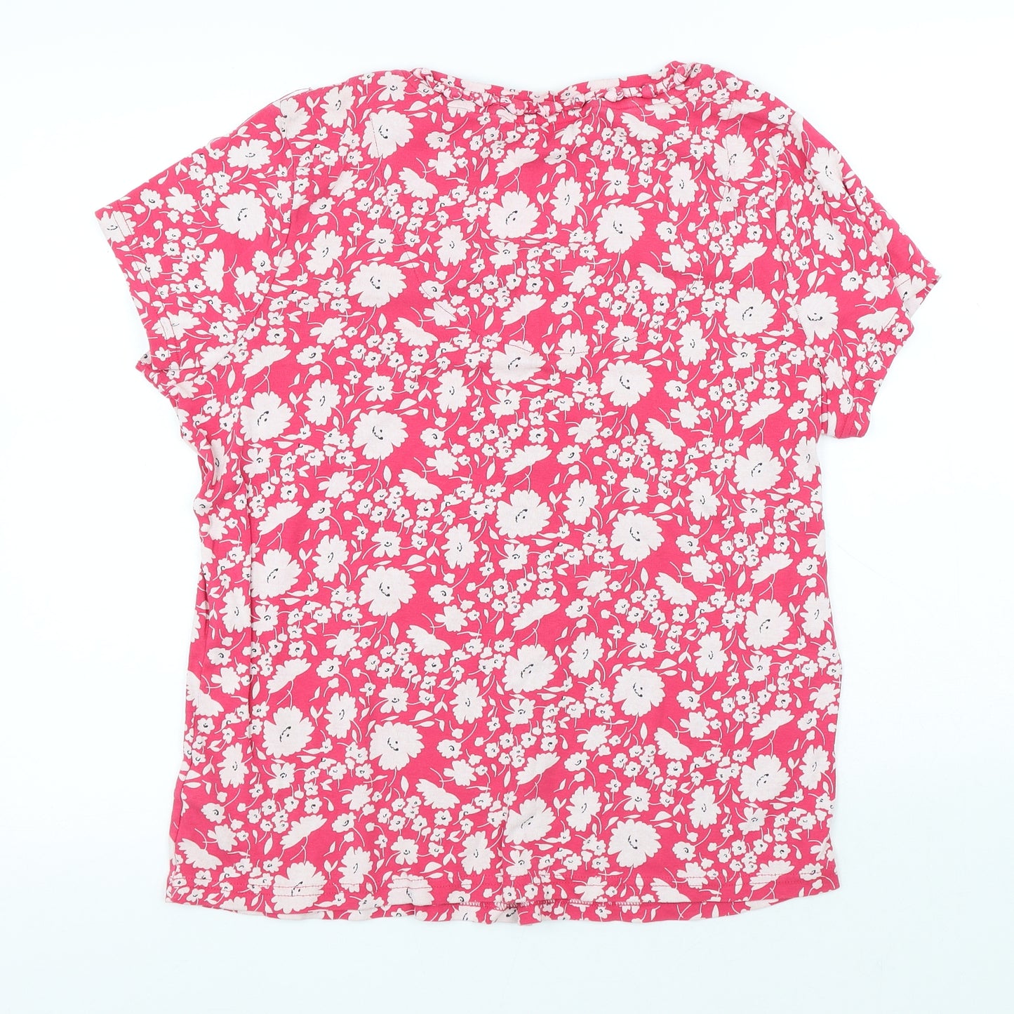 Maine Womens Pink Floral Cotton Basic T-Shirt Size 20 Round Neck - Flower