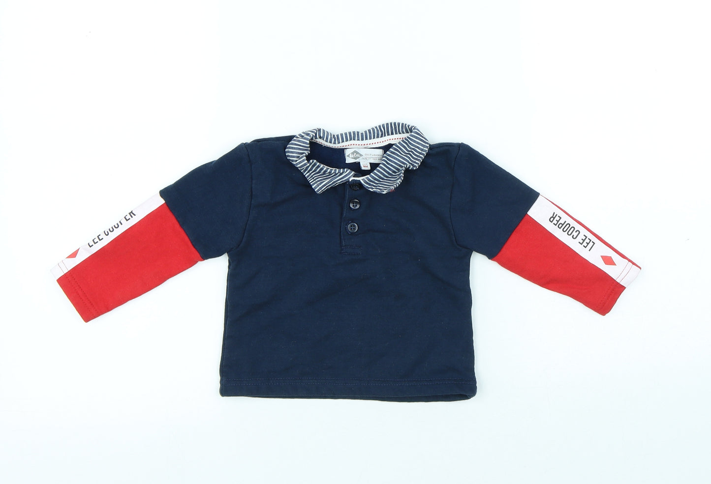 Lee Cooper Boys Blue Cotton Basic Polo Size 9-12 Months Collared Button