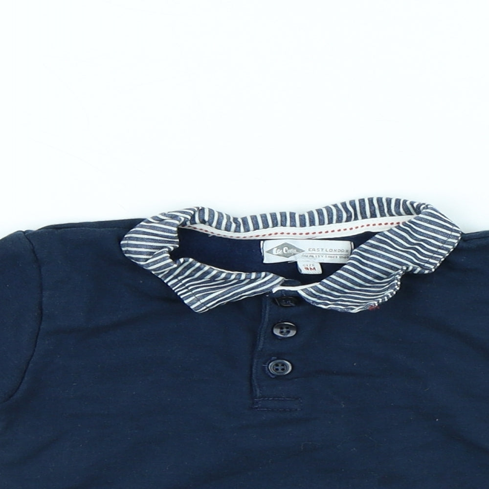 Lee Cooper Boys Blue Cotton Basic Polo Size 9-12 Months Collared Button