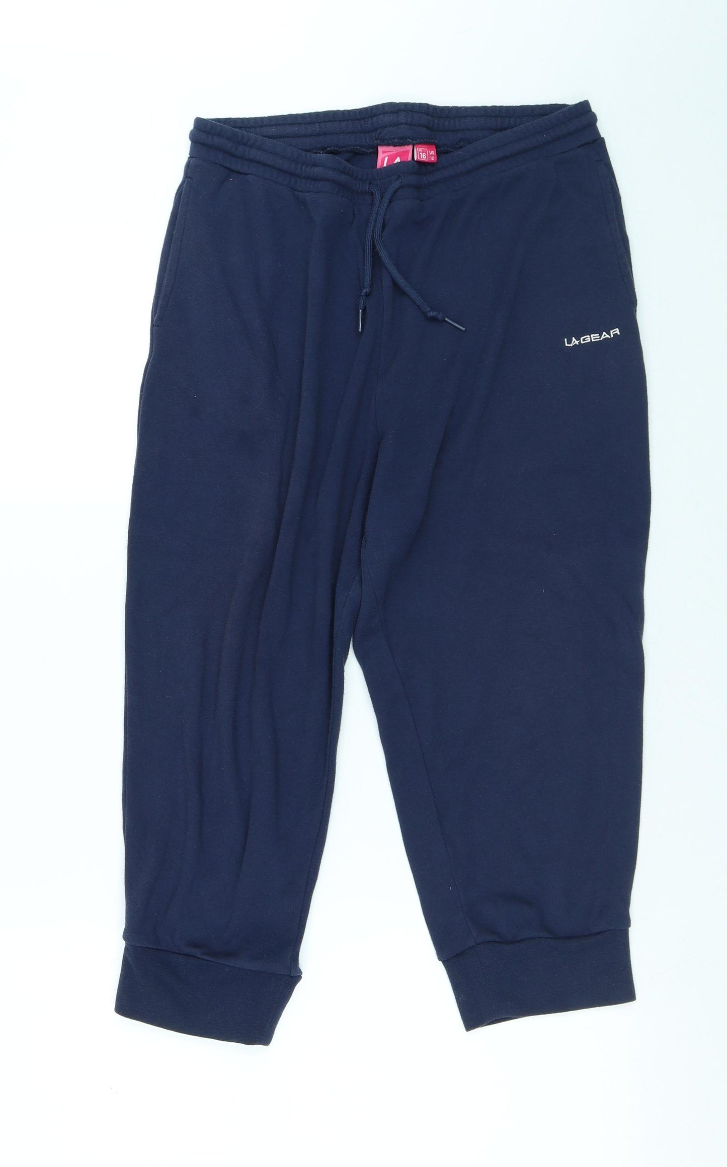 LA Gear Womens Blue Polyester Jogger Trousers Size 16 L20 in Regular Drawstring - Cropped Leg