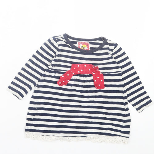 Dunnes Stores Girls Blue Striped Cotton A-Line Size 12-18 Months Crew Neck Pullover