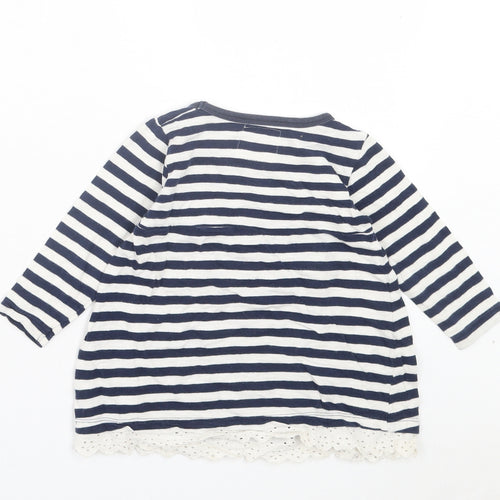 Dunnes Stores Girls Blue Striped Cotton A-Line Size 12-18 Months Crew Neck Pullover