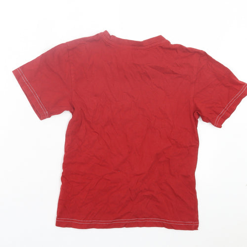 Primark Boys Red Cotton Basic T-Shirt Size 6-7 Years Crew Neck Pullover - Hazardous