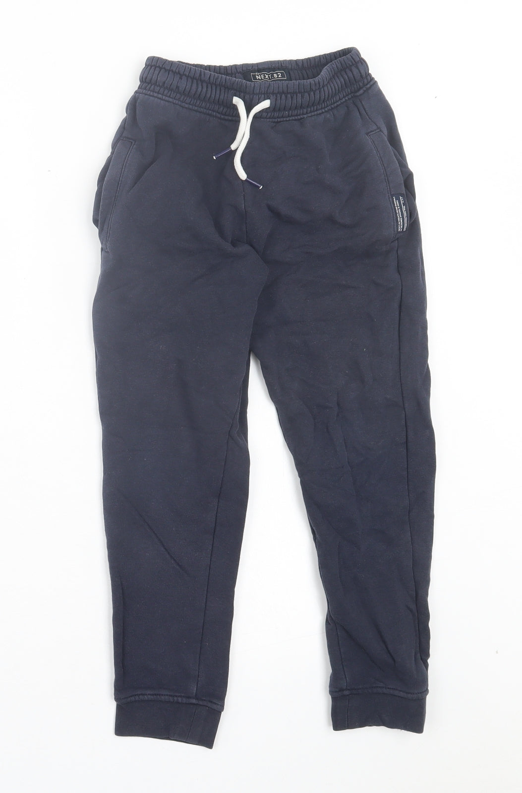 NEXT Boys Blue Cotton Jogger Trousers Size 6-7 Years Regular Drawstring