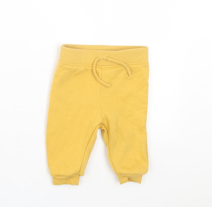 Primark Boys Yellow Cotton Jogger Trousers Size 3-6 Months Drawstring