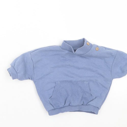 George Boys Blue Cotton Pullover Jumper Size 0-3 Months Button