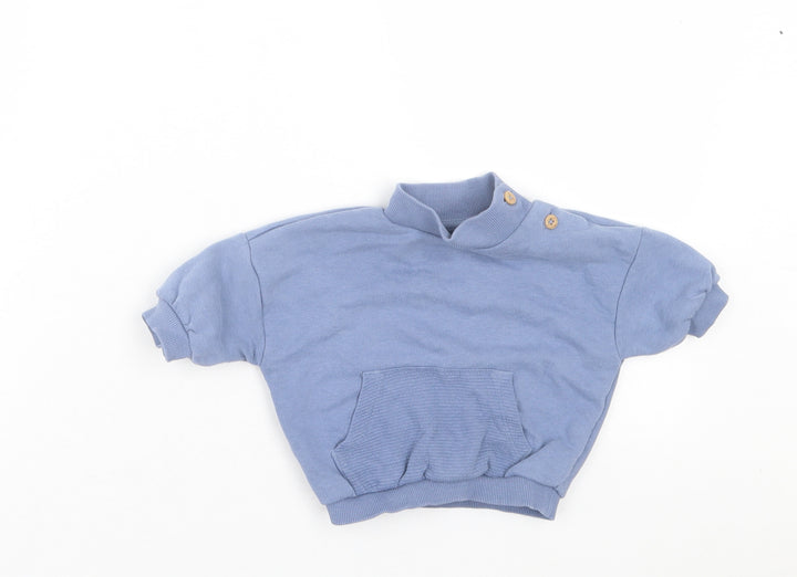 George Boys Blue Cotton Pullover Jumper Size 0-3 Months Button