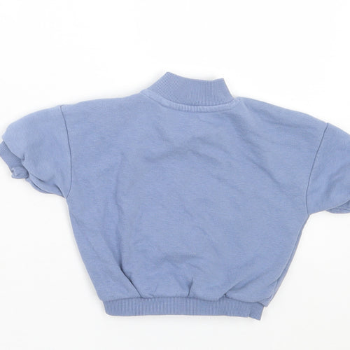 George Boys Blue Cotton Pullover Jumper Size 0-3 Months Button