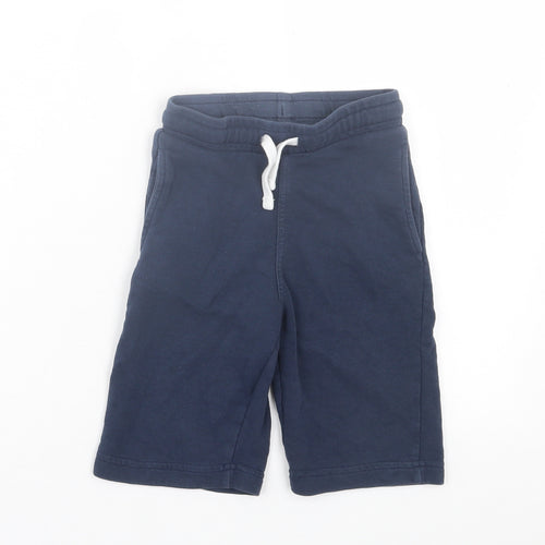 H&M Boys Blue Cotton Sweat Shorts Size 5-6 Years Regular Drawstring
