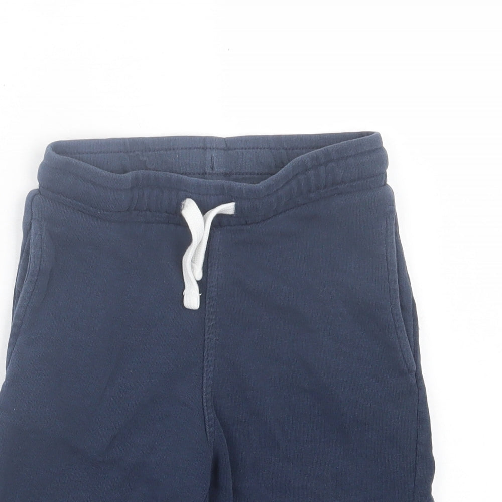 H&M Boys Blue Cotton Sweat Shorts Size 5-6 Years Regular Drawstring