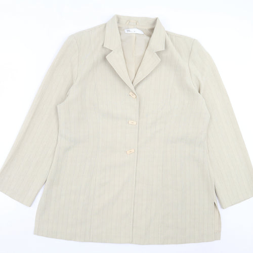 BHS Womens Green Striped Jacket Blazer Size 18 Button
