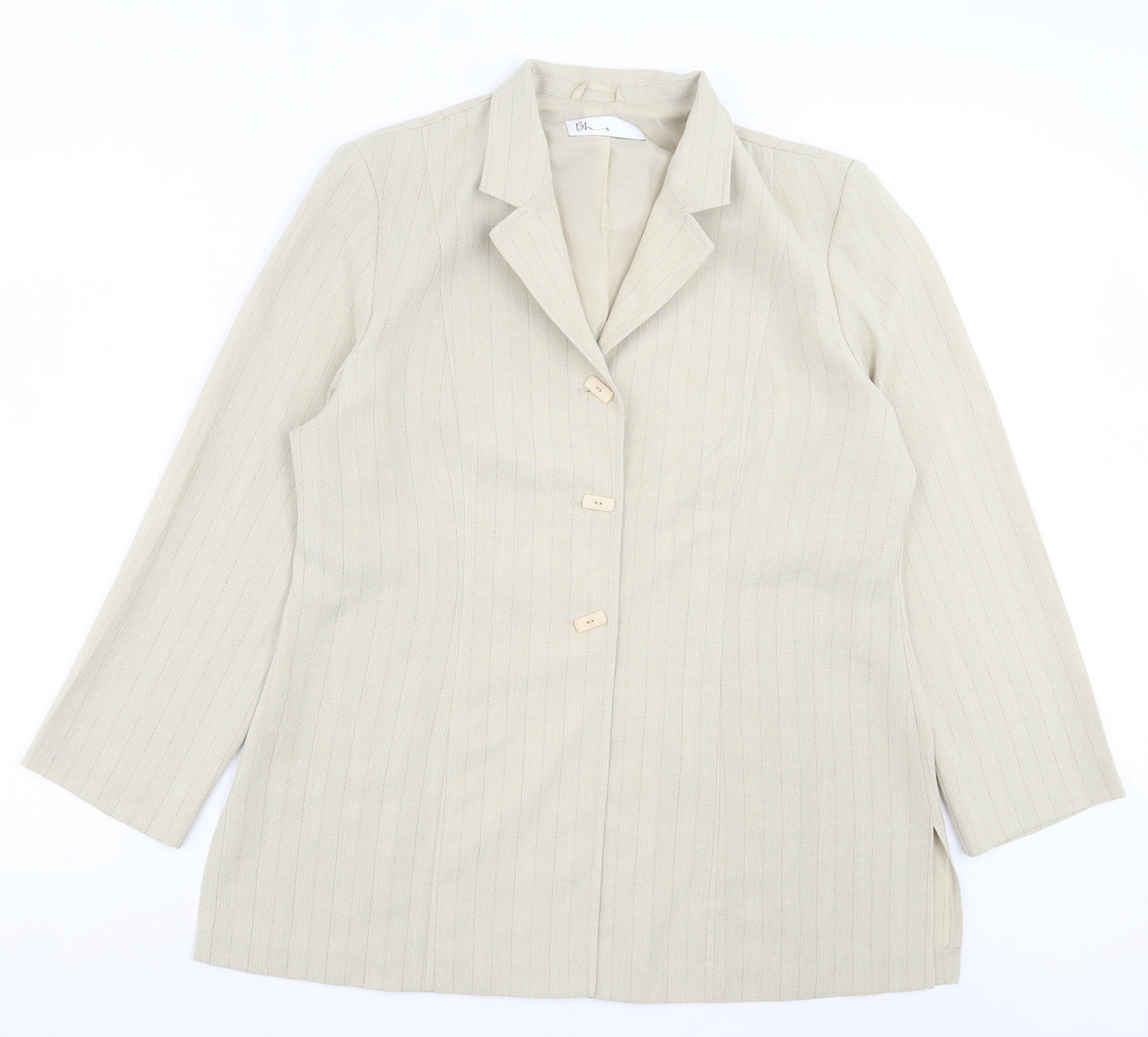 BHS Womens Green Striped Jacket Blazer Size 18 Button