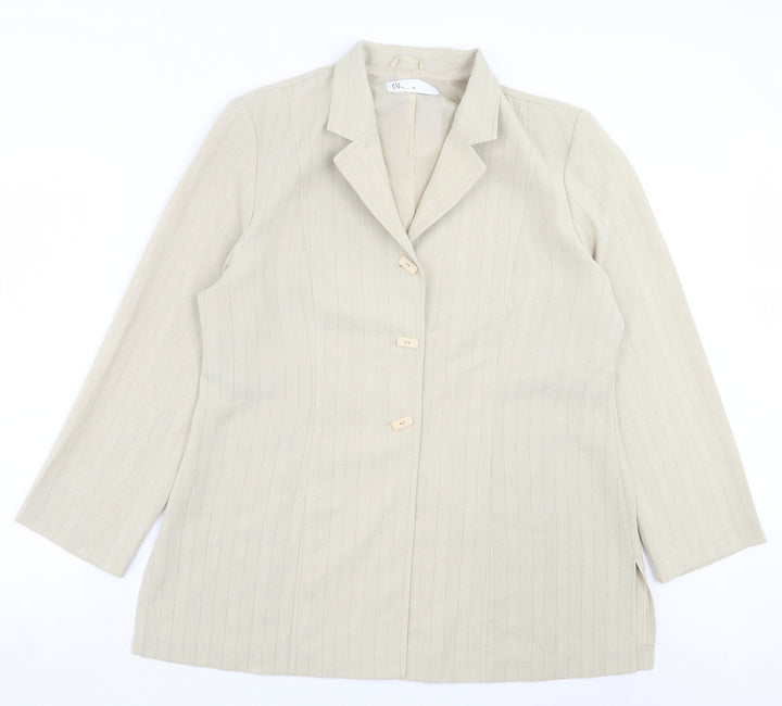 BHS Womens Green Striped Jacket Blazer Size 18 Button