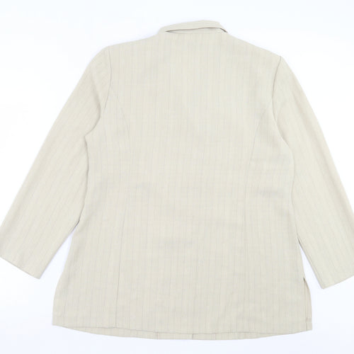 BHS Womens Green Striped Jacket Blazer Size 18 Button