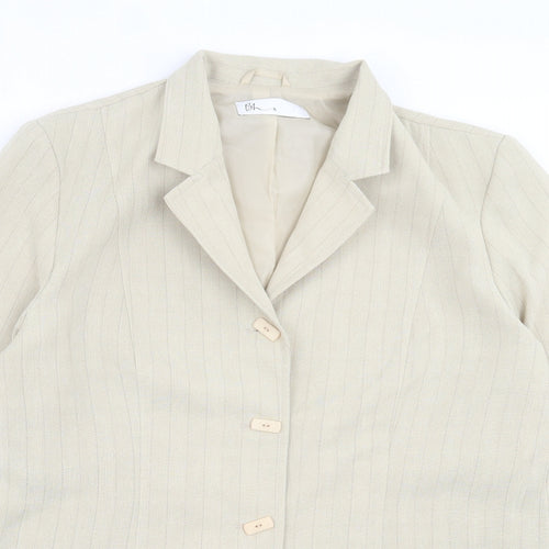 BHS Womens Green Striped Jacket Blazer Size 18 Button