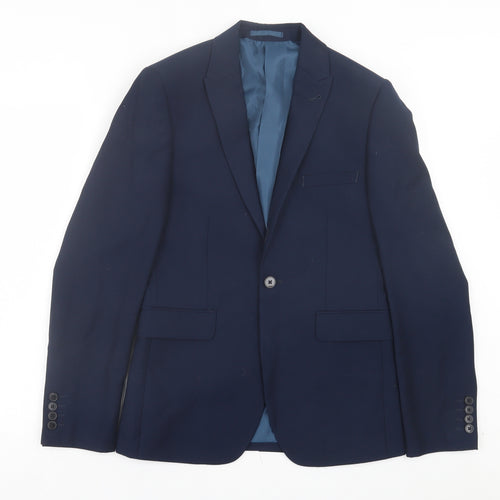 Burton Mens Blue Polyester Suit Jacket Size 36