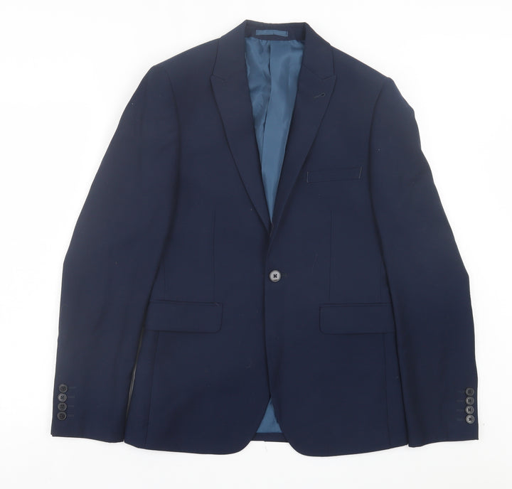 Burton Mens Blue Polyester Suit Jacket Size 36