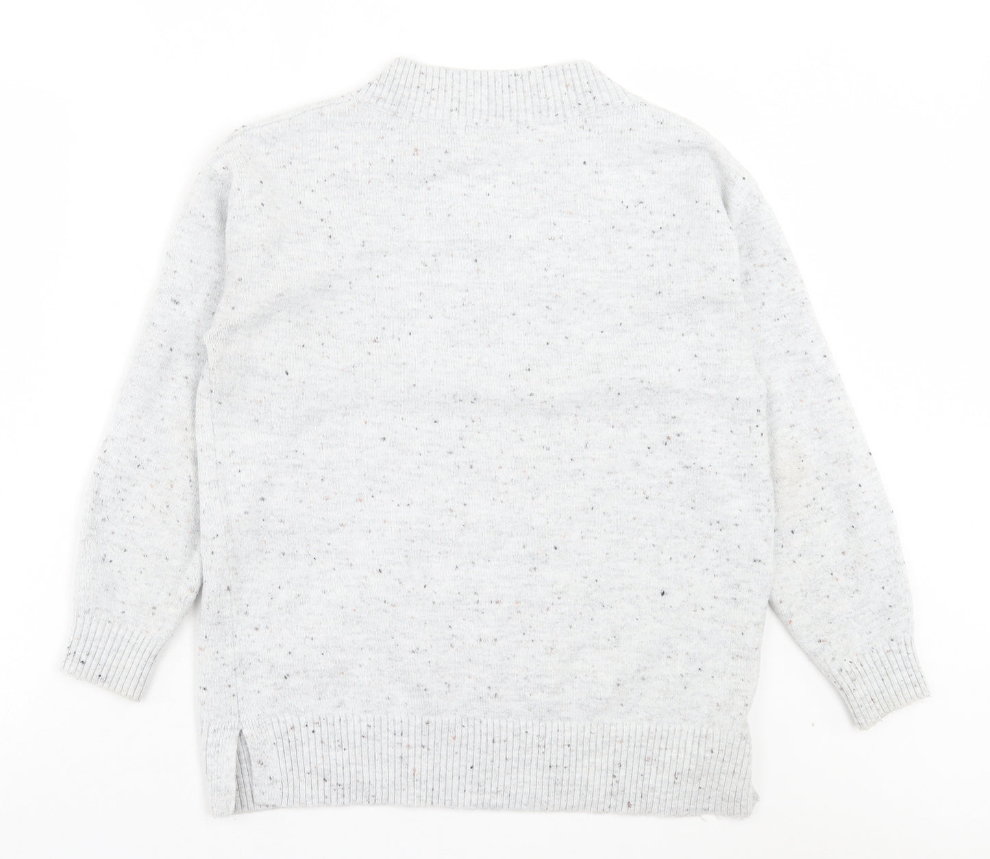F&F Womens Grey V-Neck Acrylic Pullover Jumper Size 14