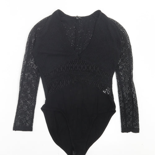 River Island Womens Black Polyester Bodysuit One-Piece Size 10 Snap