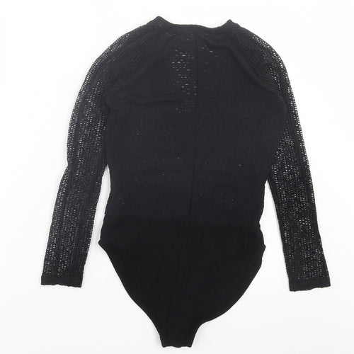 River Island Womens Black Polyester Bodysuit One-Piece Size 10 Snap