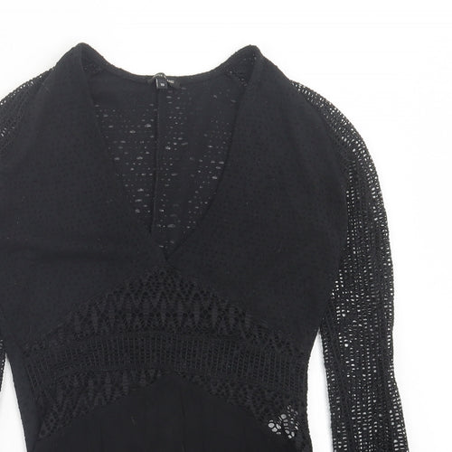 River Island Womens Black Polyester Bodysuit One-Piece Size 10 Snap