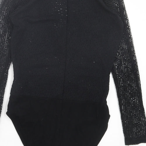 River Island Womens Black Polyester Bodysuit One-Piece Size 10 Snap