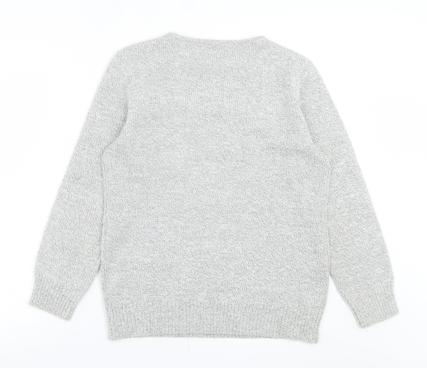 Damart Womens Grey Crew Neck Floral Acrylic Pullover Jumper Size 14
