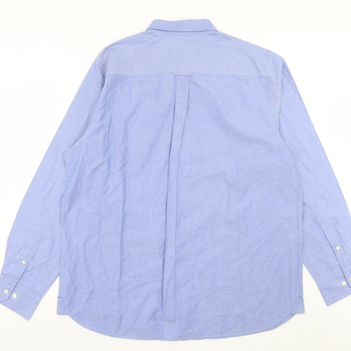 Stone Bay Mens Blue Cotton Button-Up Size L Collared Button - Pocket Detail