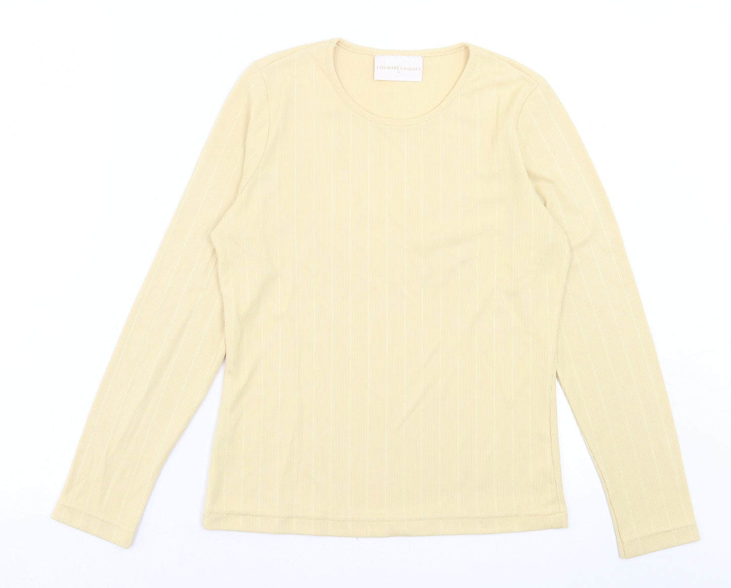 Country Casuals Womens Yellow Polyester Basic T-Shirt Size 8 Crew Neck - Ribbed Fabric