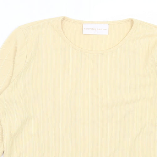Country Casuals Womens Yellow Polyester Basic T-Shirt Size 8 Crew Neck - Ribbed Fabric