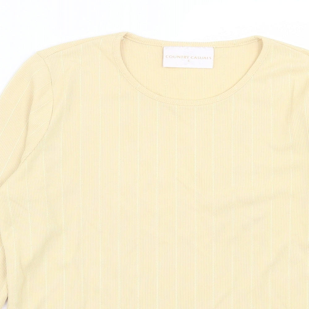 Country Casuals Womens Yellow Polyester Basic T-Shirt Size 8 Crew Neck - Ribbed Fabric