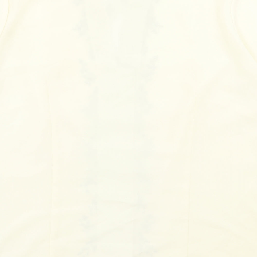 Marks and Spencer Womens Ivory Floral Polyester Basic Button-Up Size 16 V-Neck