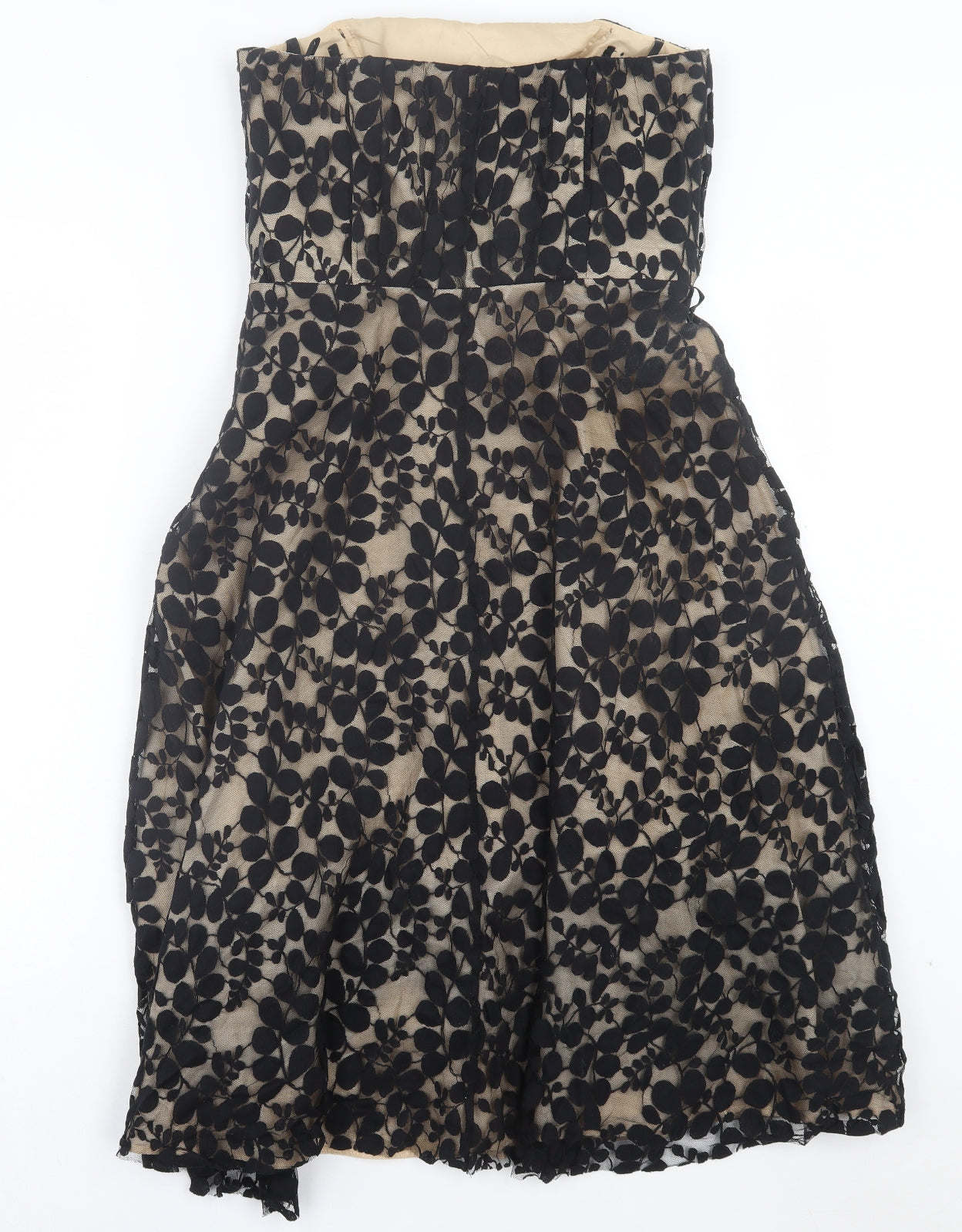 F&F Womens Black Floral Cotton Fit & Flare Size 10 Off the Shoulder Zip
