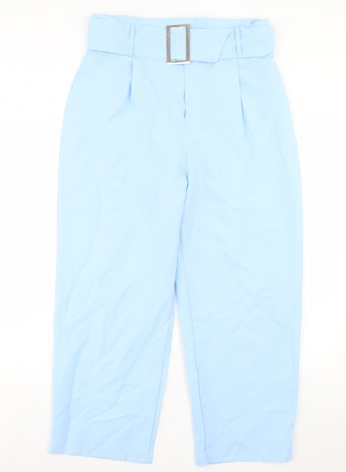 I SAW IT FIRST Womens Blue Polyester Cropped Trousers Size 14 L24 in Regular Button