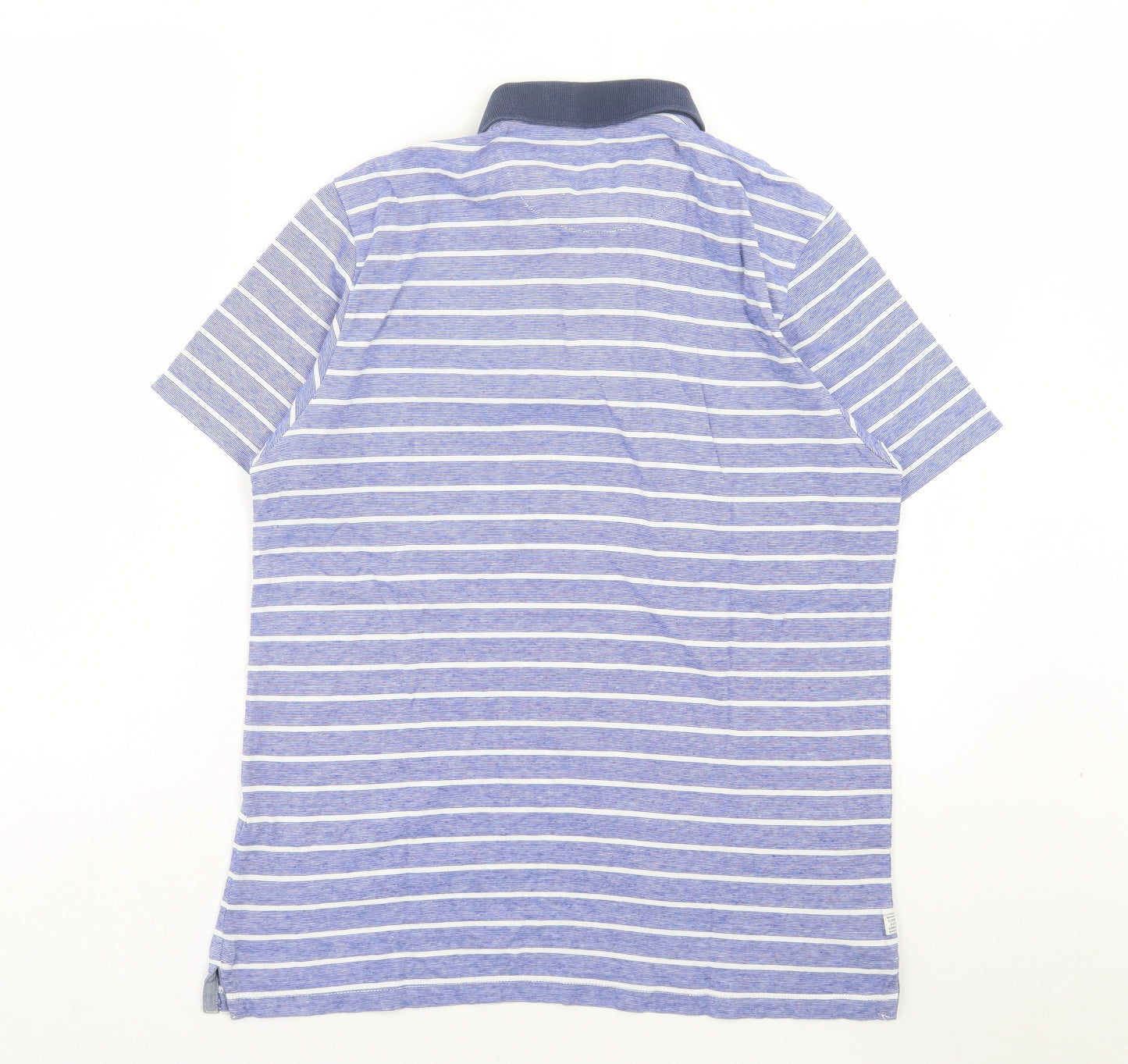NEXT Mens Blue Striped Cotton Polo Size M Collared Button