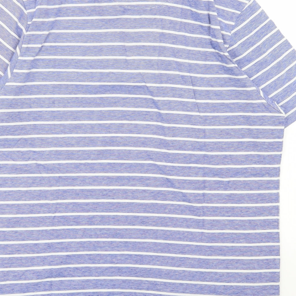 NEXT Mens Blue Striped Cotton Polo Size M Collared Button