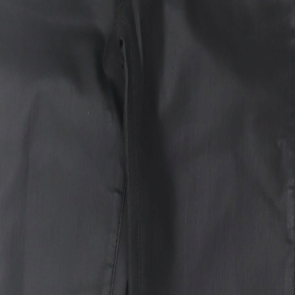 Leana Woman Womens Black Cotton Skinny Jeans Size 6 L28 in Regular Button - Leather Look