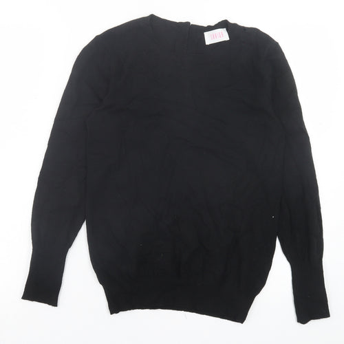 Savida Womens Black Crew Neck Viscose Pullover Jumper Size S