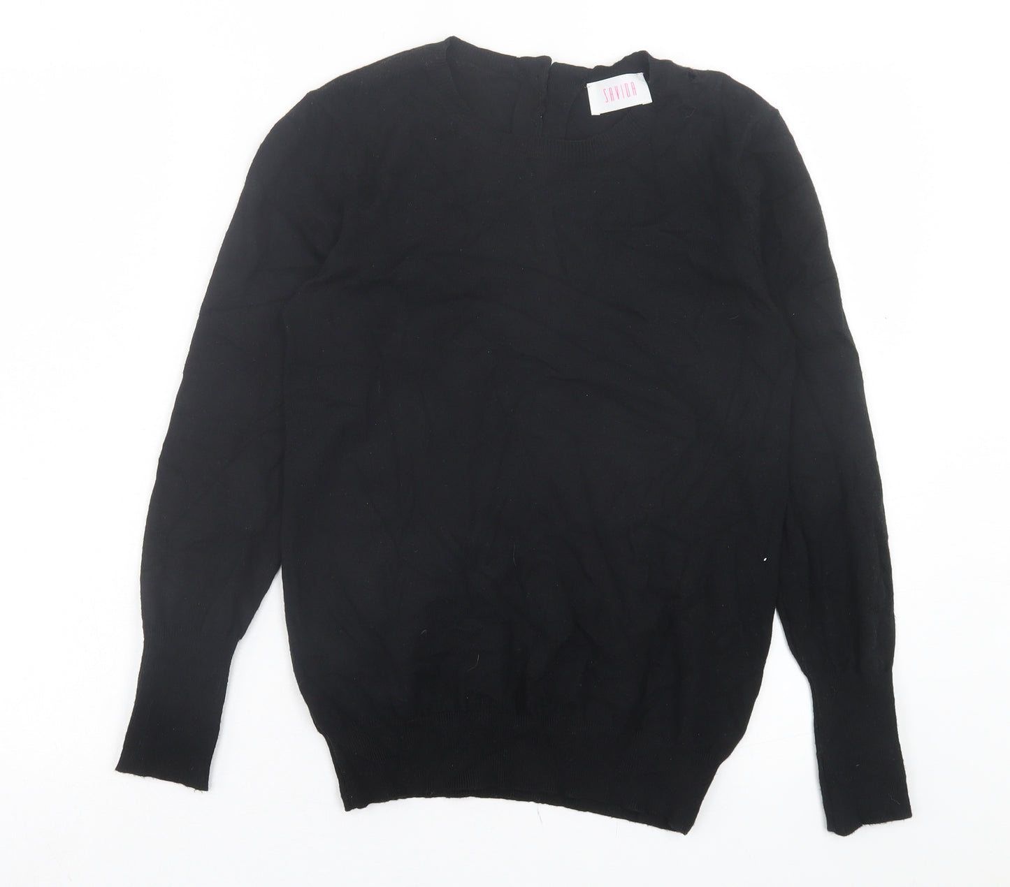 Savida Womens Black Crew Neck Viscose Pullover Jumper Size S