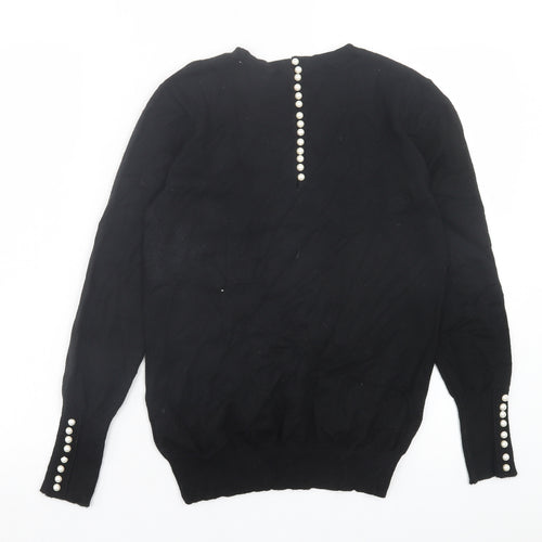 Savida Womens Black Crew Neck Viscose Pullover Jumper Size S