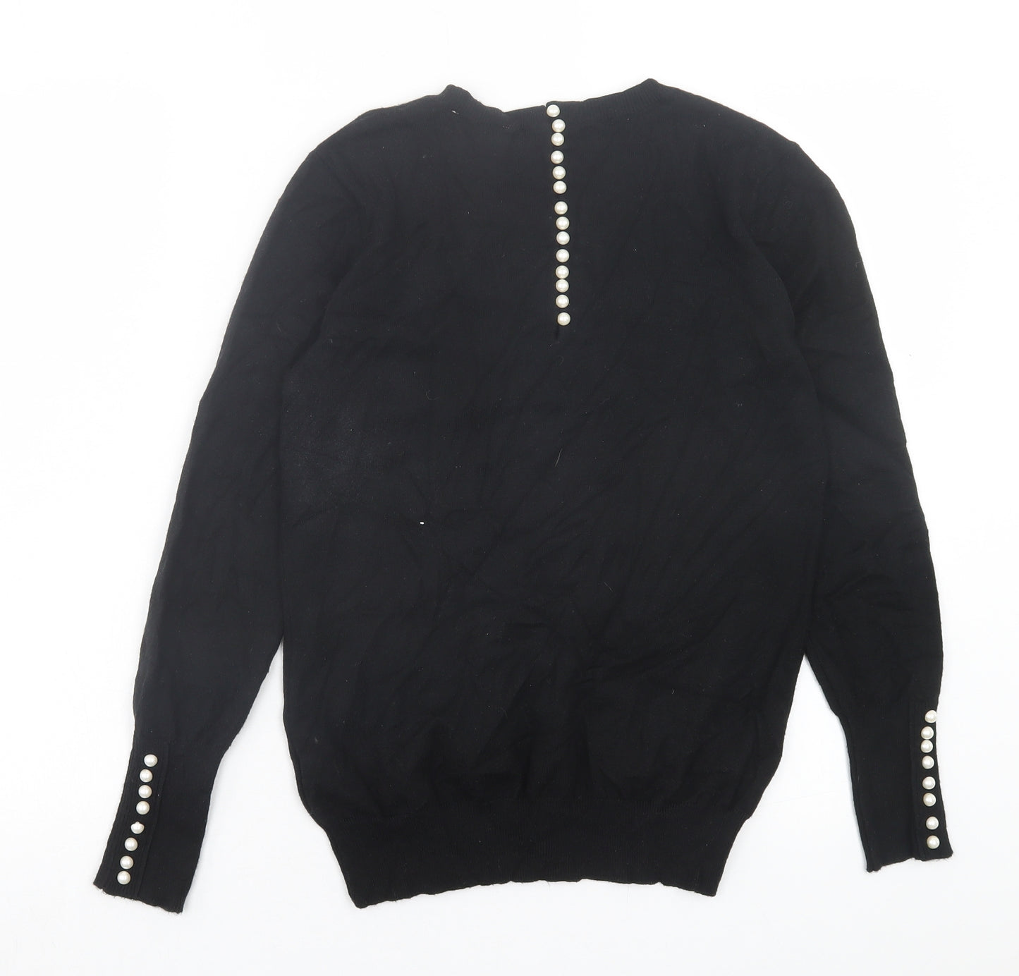 Savida Womens Black Crew Neck Viscose Pullover Jumper Size S