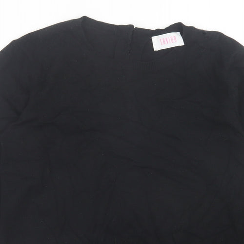 Savida Womens Black Crew Neck Viscose Pullover Jumper Size S