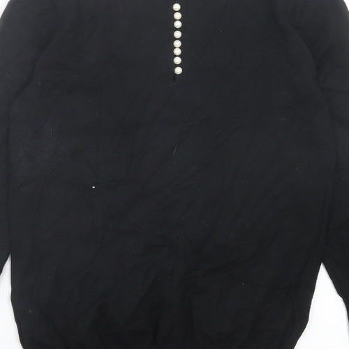 Savida Womens Black Crew Neck Viscose Pullover Jumper Size S